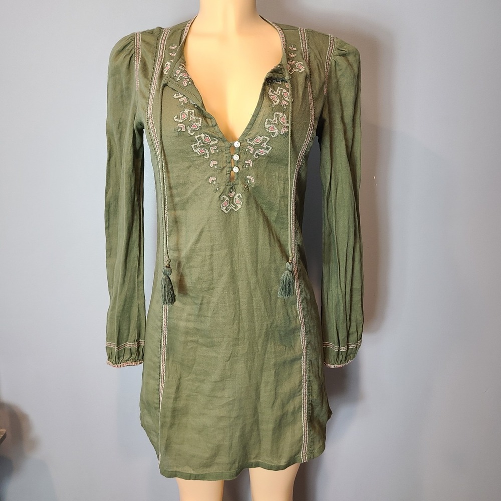 Lucky Brand Olive Green Dress Boho Granola Womens XS NWT Beach Resort Festival